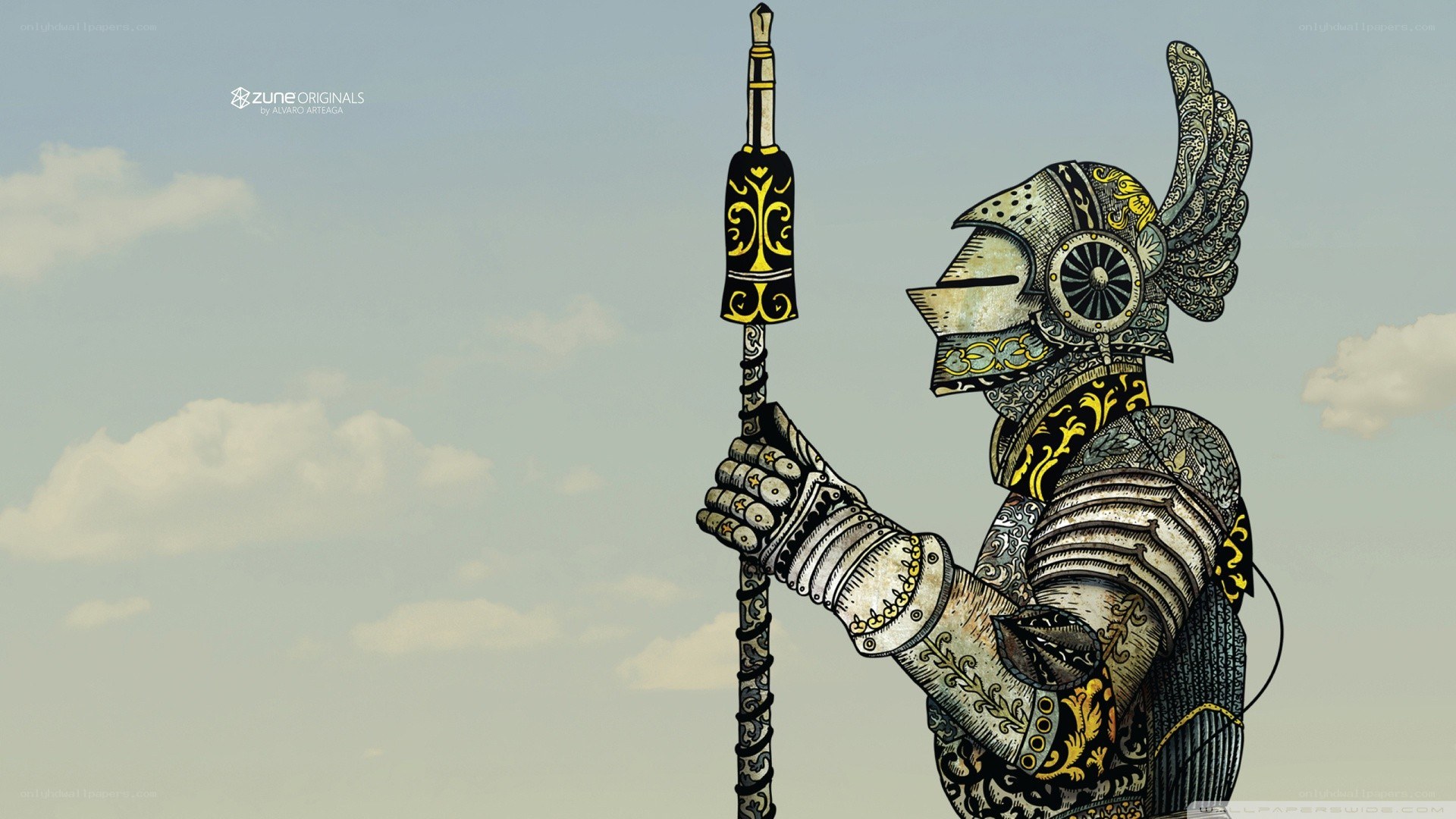 armored knight with staff