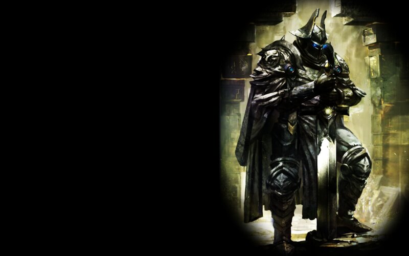 Armored Knight with Sword — Black, Dramatic, Digital Art, Armor, Cave