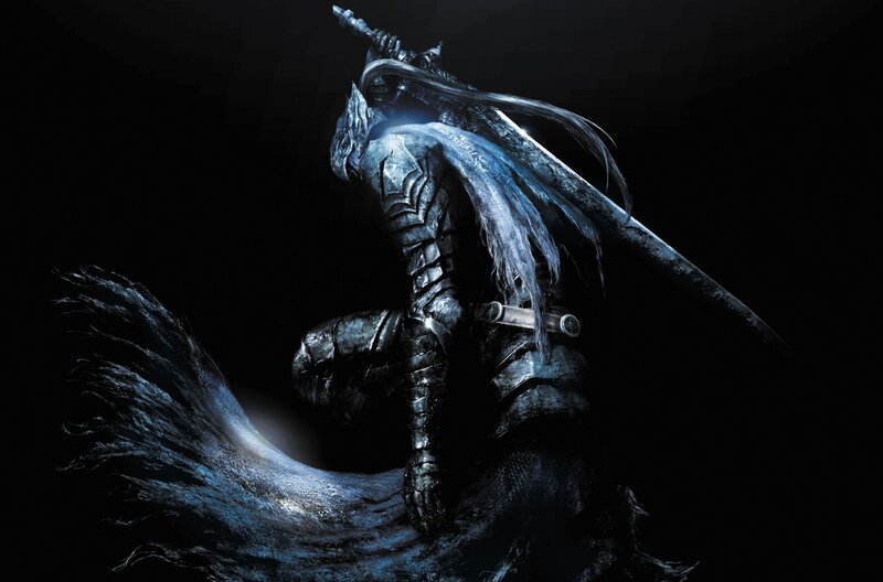 Armored Knight with Sword — Black, Dramatic, Night, Digital Art, Armor, Dark Background