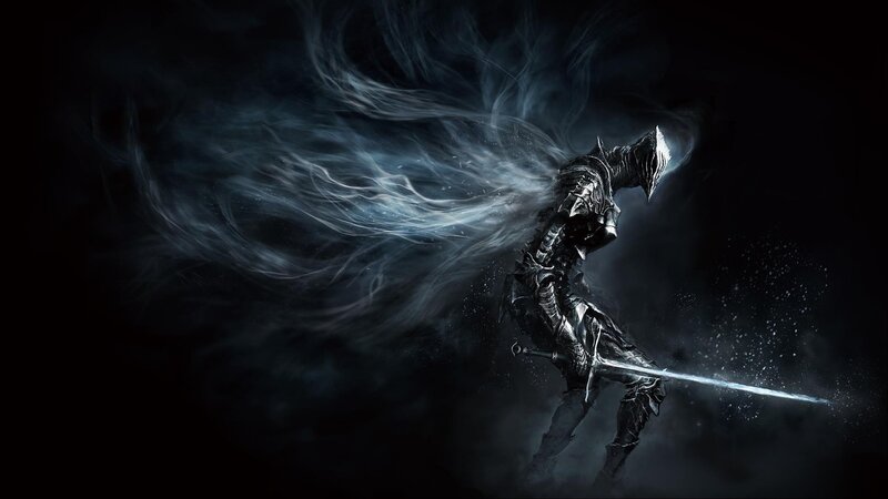 Armored Knight with Sword — Black, Dramatic, Night, Digital Art, Armor, Smoke