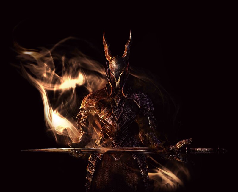 Armored Knight with Sword — Black, Dramatic