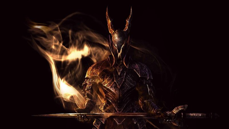 Armored Knight with Sword — Black, Flame