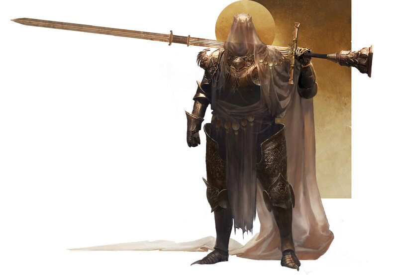 Armored Knight with Sword — Brown, Dramatic, Digital Art