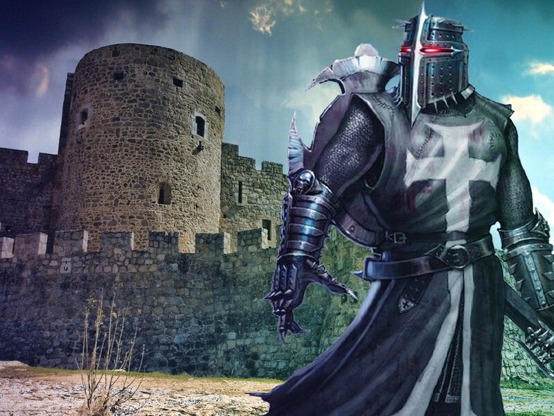 Armored Knight with Sword — Gray, Dramatic, Digital Art