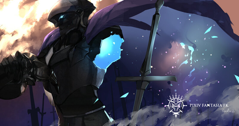 Armored Knight with Sword — Purple, Dramatic, Night