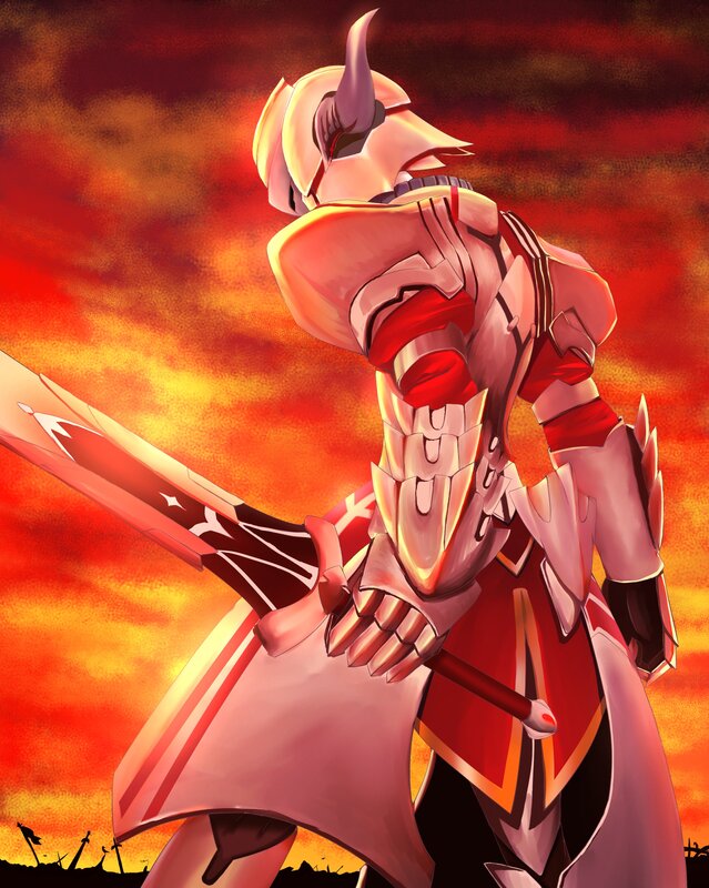 Armored Knight with Sword — Red, Dramatic