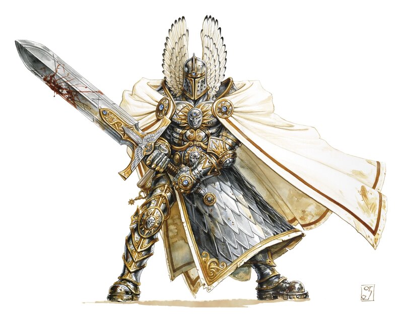 Armored Knight with Sword — Silver, Dramatic, Illustration