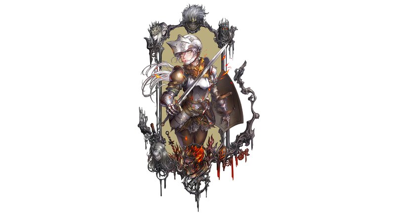 Armored Knight with Sword — White, Dramatic, Digital Art
