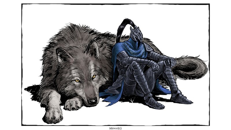 Armored Knight with Wolf — Black
