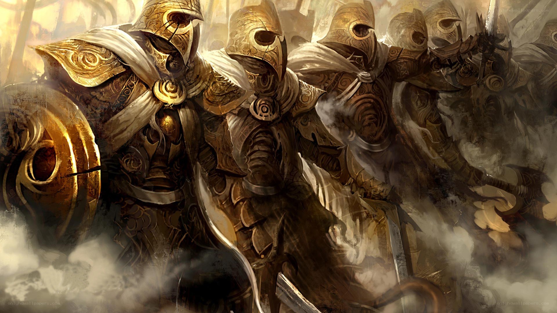 armored knights in battle