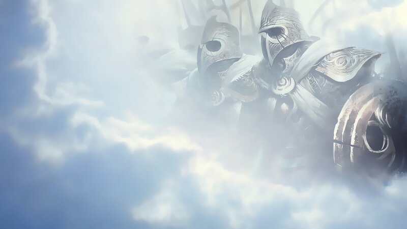 Armored Knights in Clouds — White