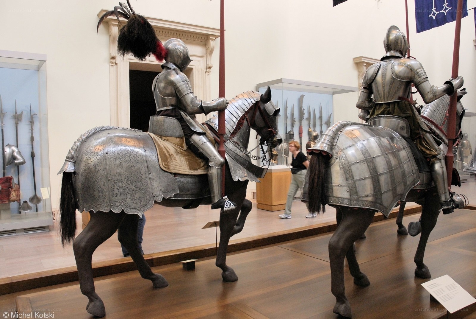 Armored knights on horseback