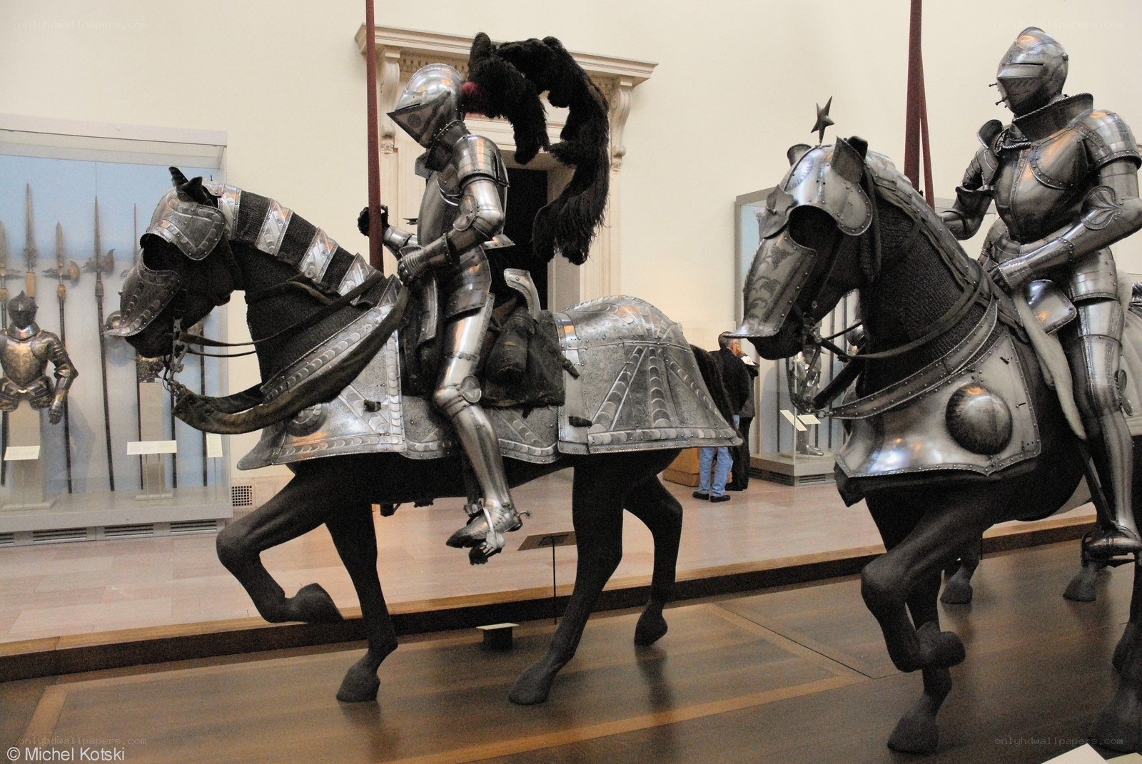 Armored knights on horseback