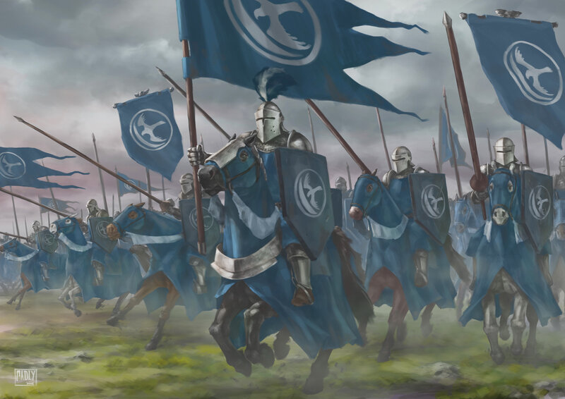 Armored Knights on Horses — Blue, Dramatic