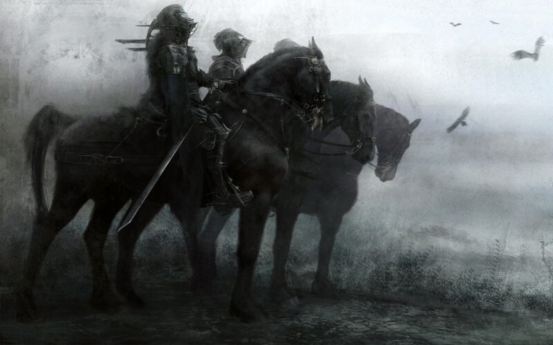 Armored Knights on Horses — Gray