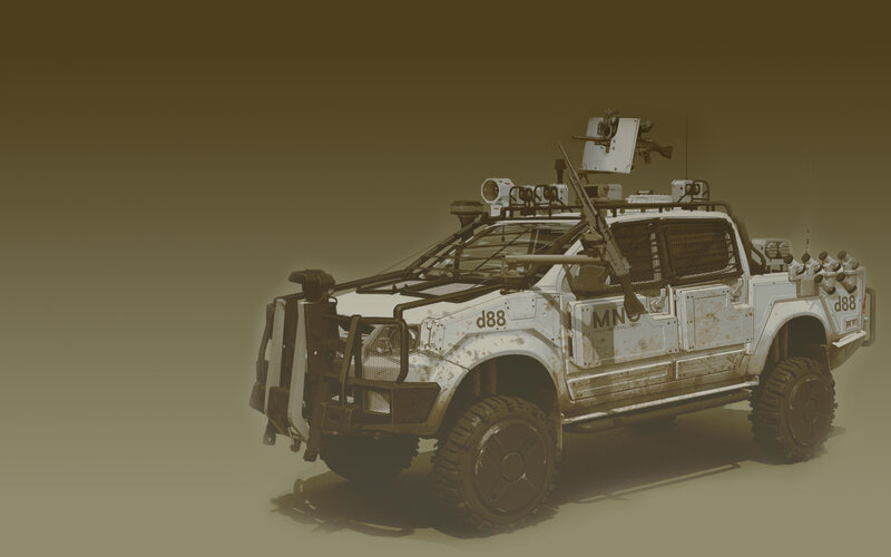 armored military pickup truck