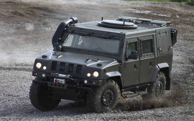 armored military vehicle in motion