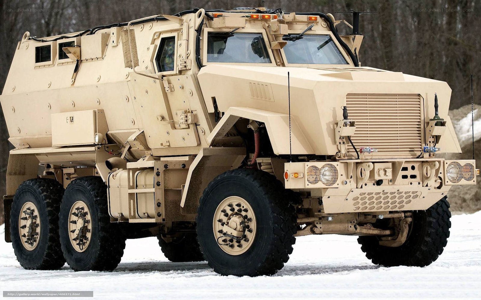 armored military vehicle in snow