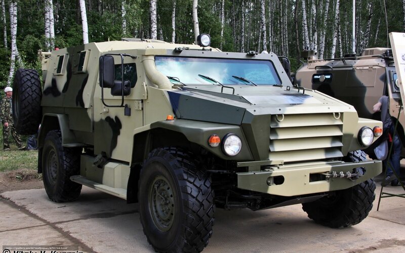 armored military vehicle on display