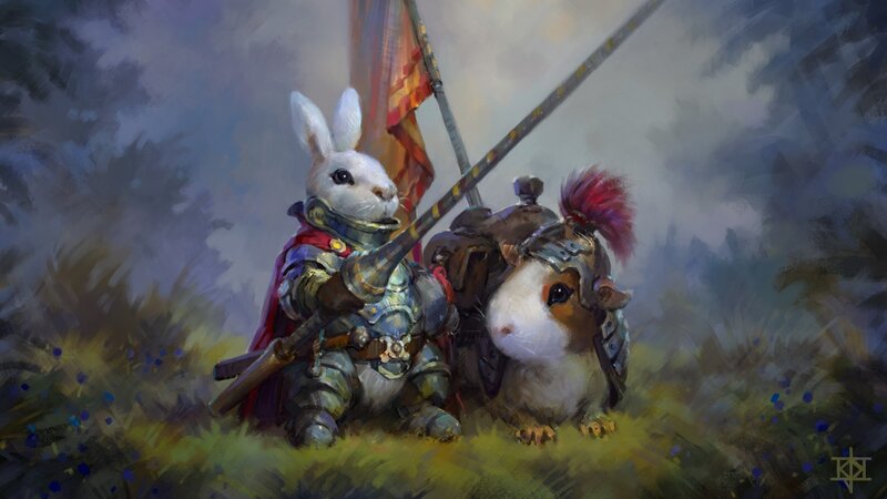Armored Rabbit and Guinea Pig — Gray, Dramatic