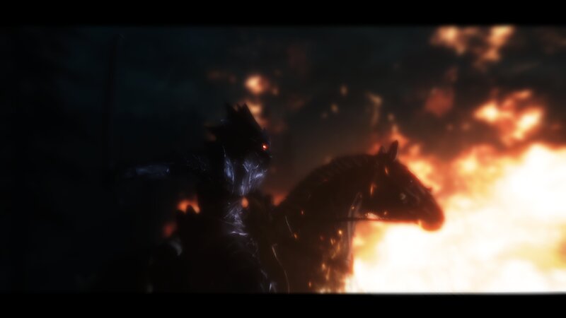 Armored Rider on Horse — Black, Dramatic