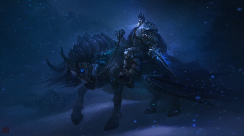 Armored Rider on Horse — Blue, Dramatic