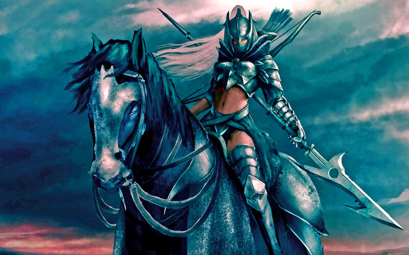 Armored Rider on Horse — Blue