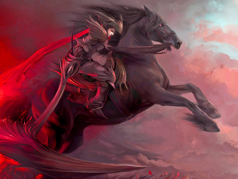 Armored Rider on Horse — Red