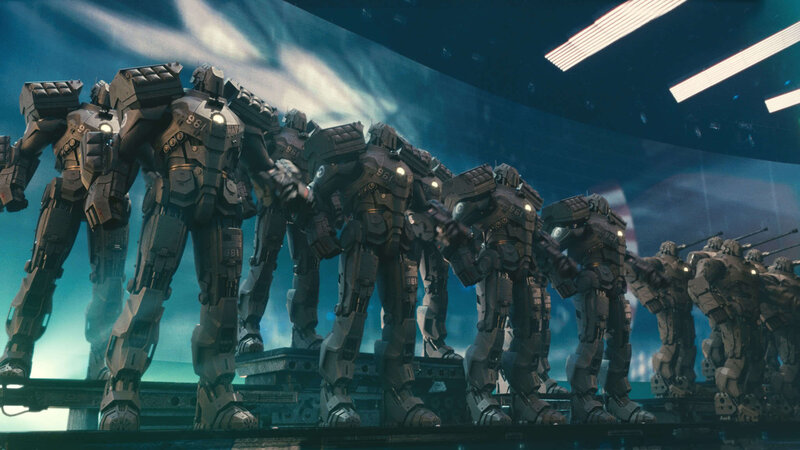 armored robots in formation