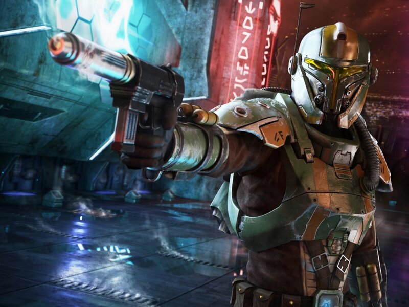 Armored Soldier Holding Gun