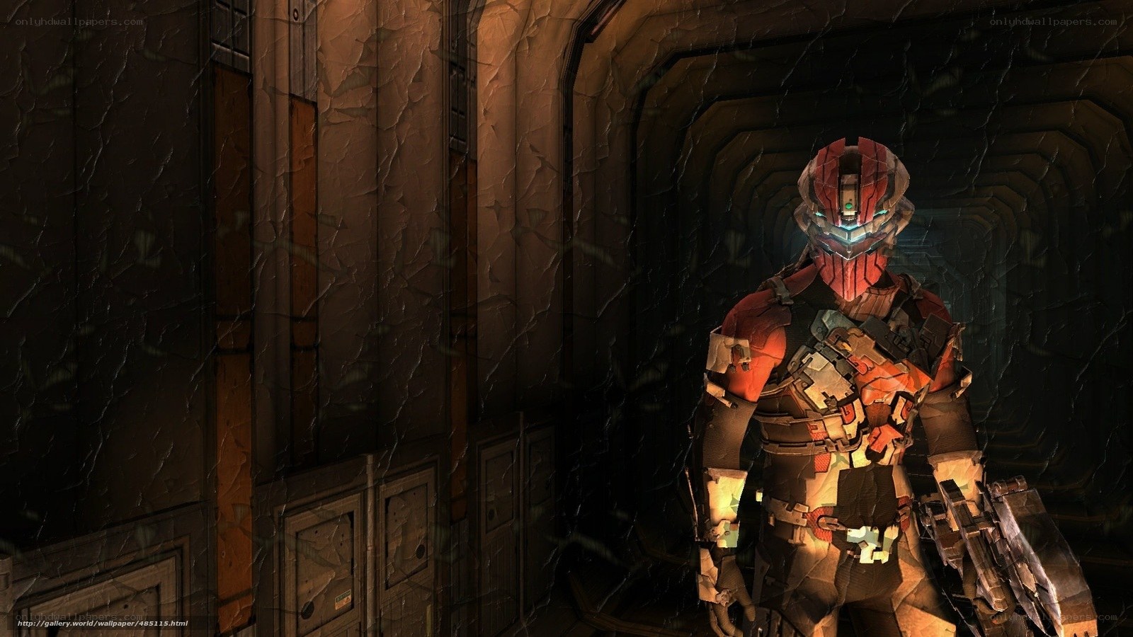armored soldier in corridor