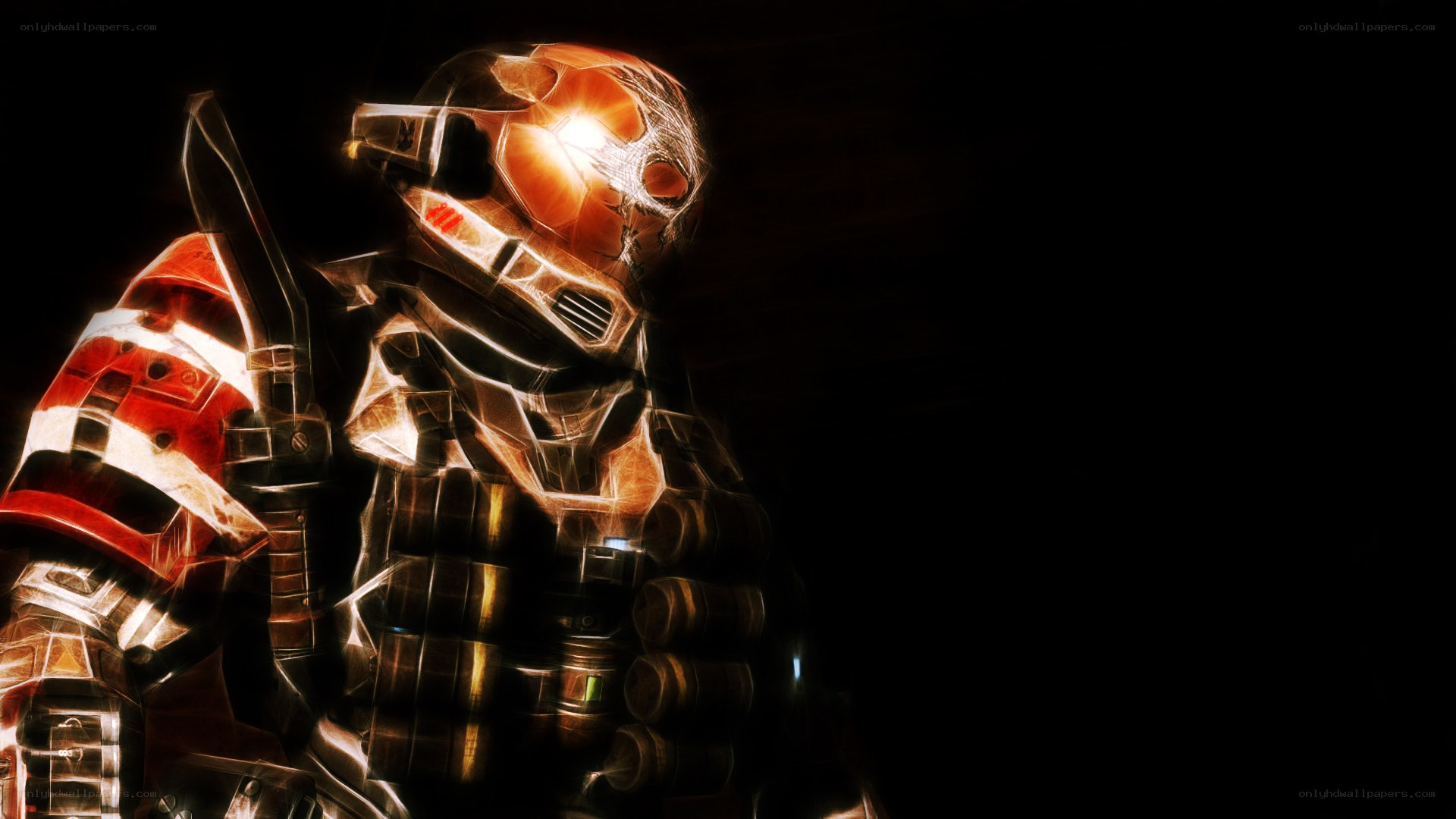 armored soldier in dark light