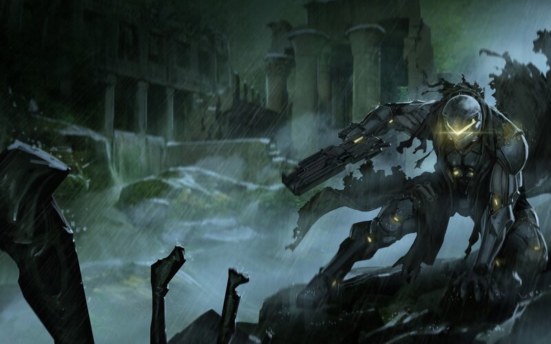 Armored Soldier in Rain — Green