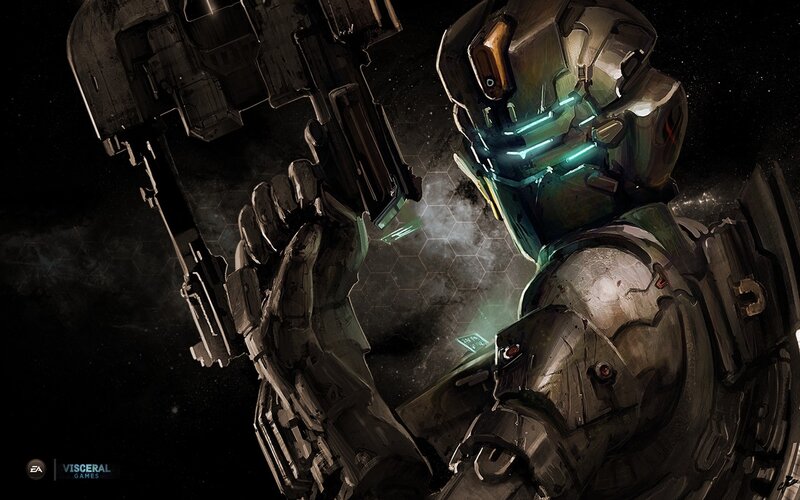 Armored Soldier in Space — Black, Dramatic, Night
