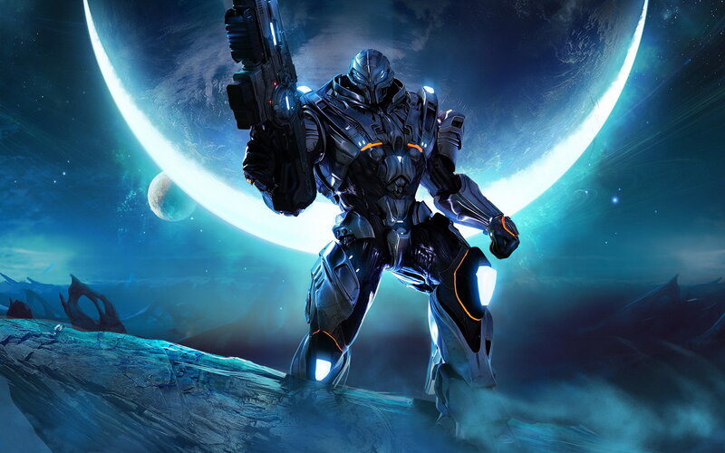 Armored Soldier on Alien Planet — Blue