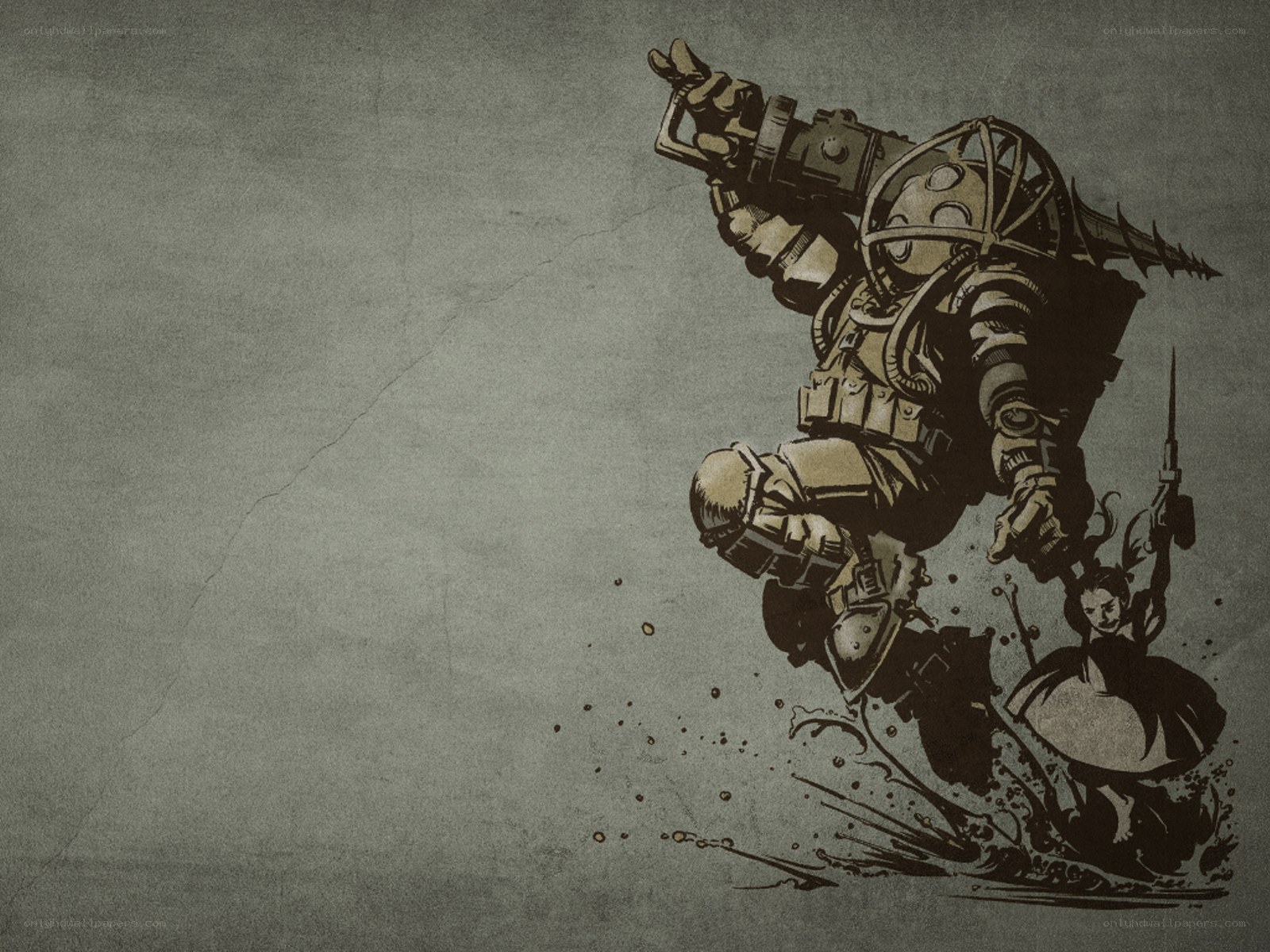 Armored soldier with child