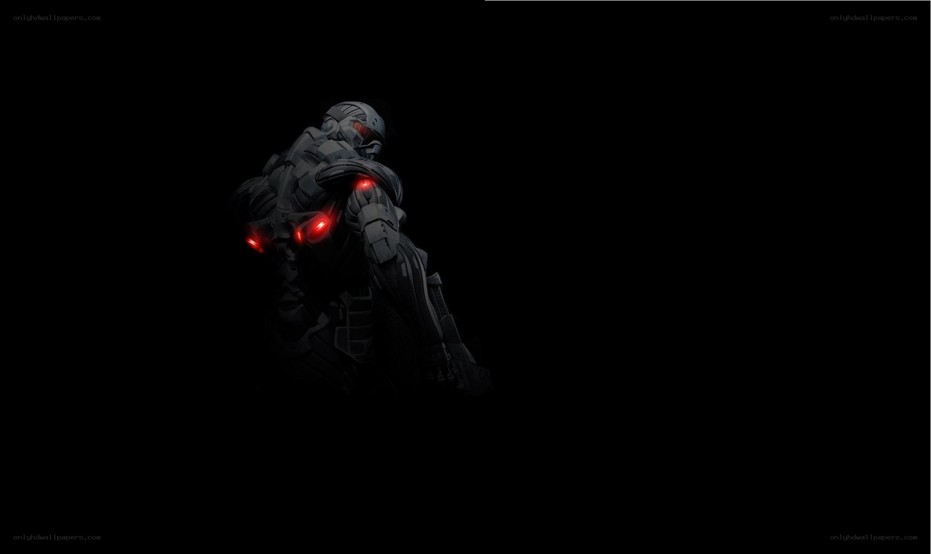 armored soldier with red lights