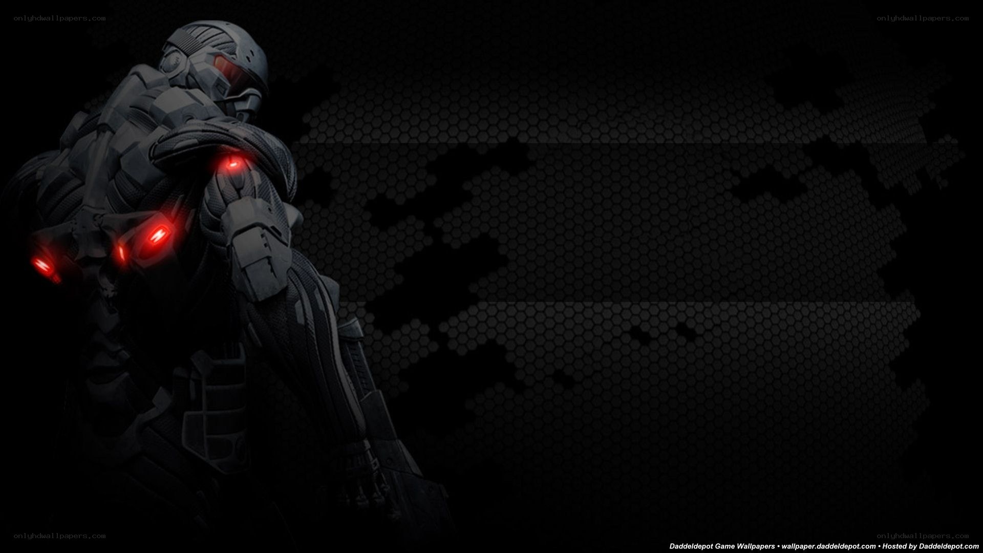 armored soldier with red lights