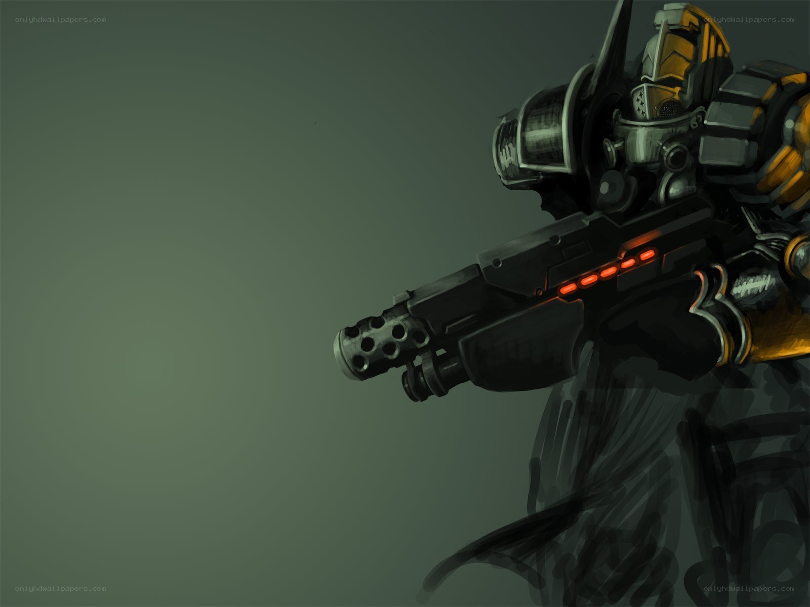 armored soldier with weapon