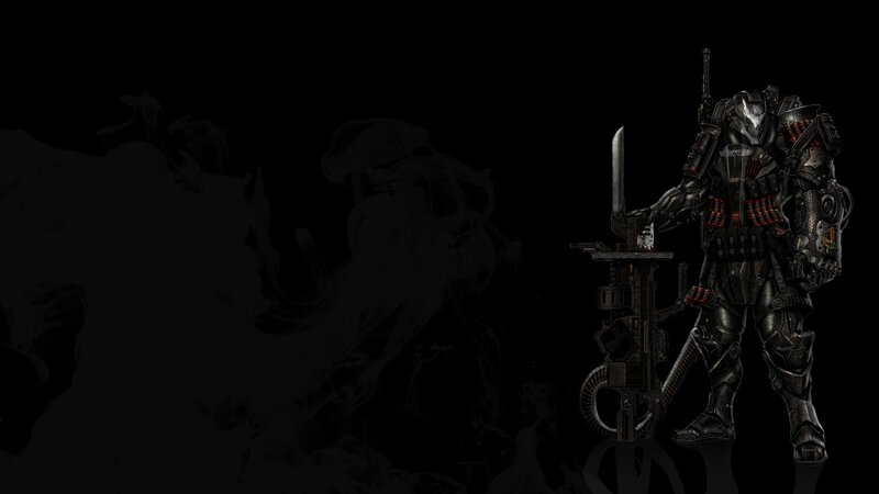 armored soldier with weapon