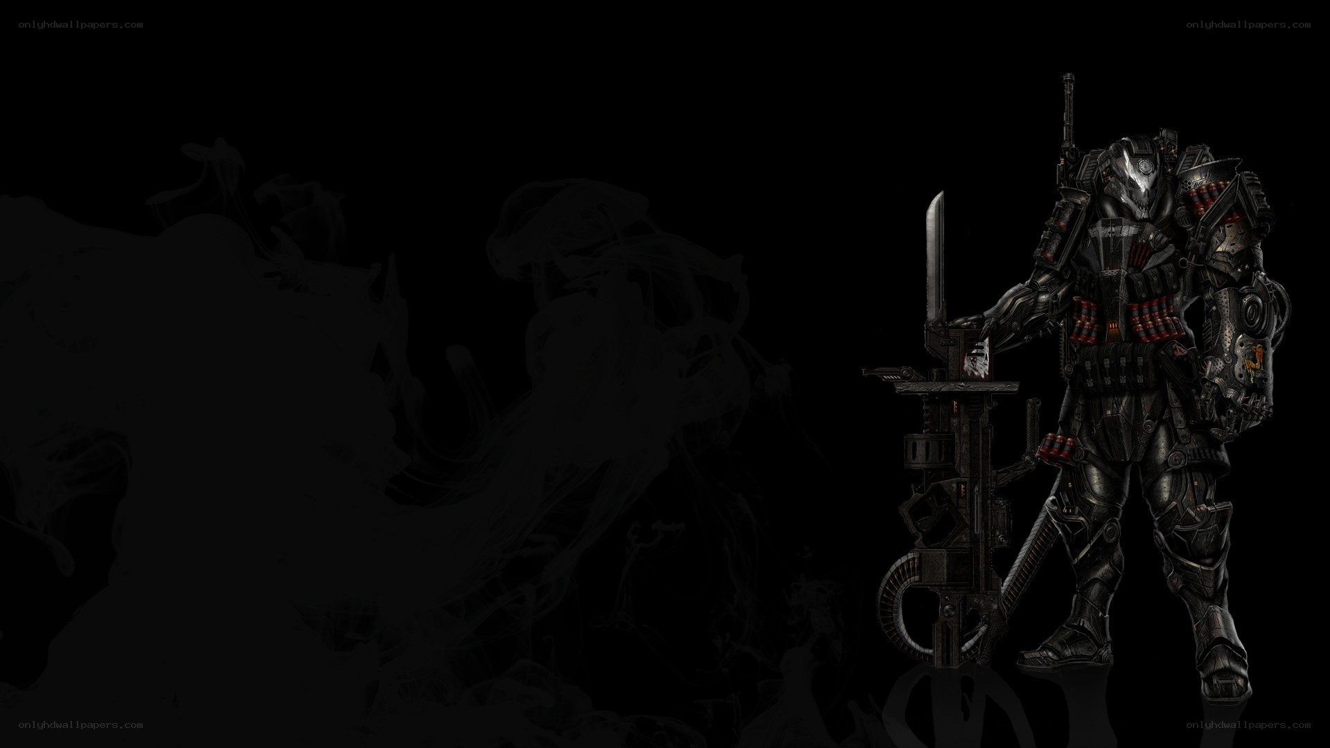 armored soldier with weapon