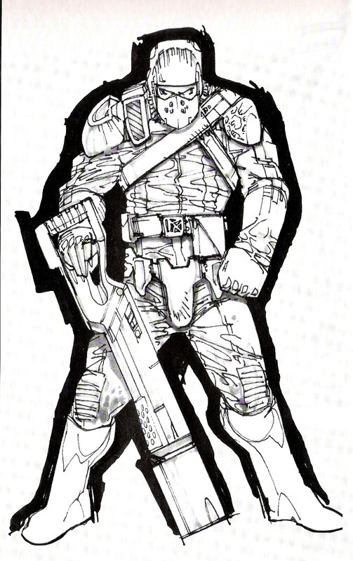 armored soldier with weapon