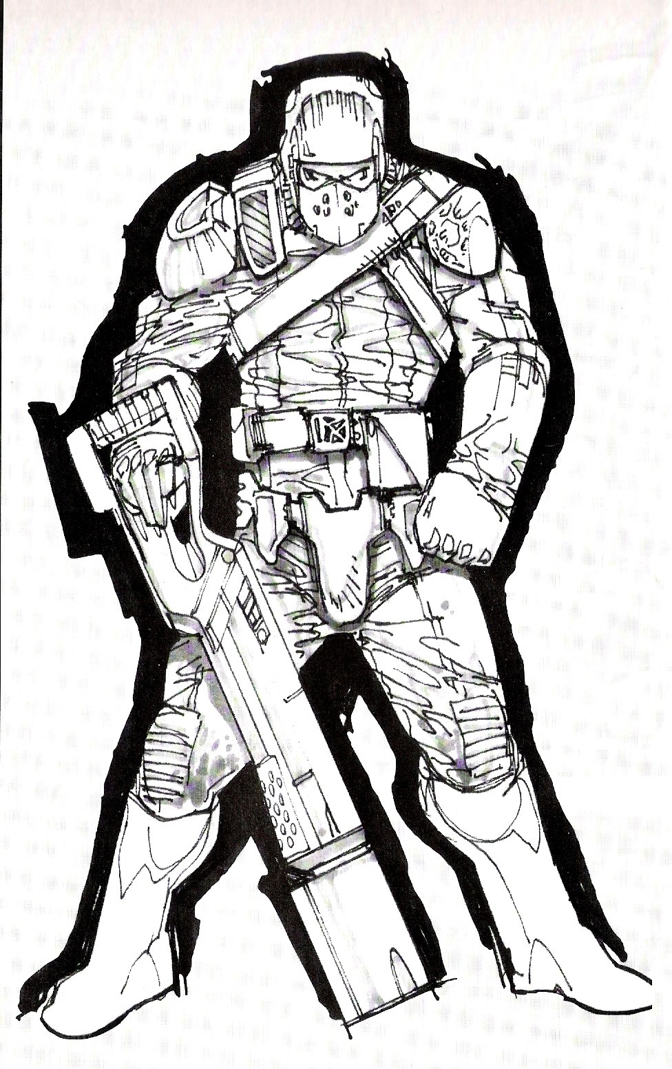armored soldier with weapon