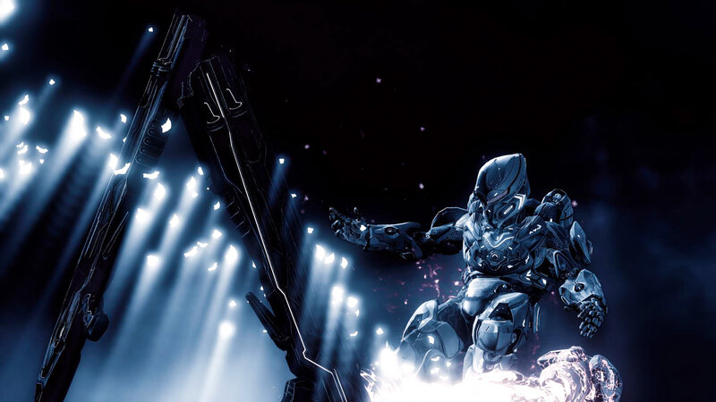 Armored Soldier with Weapon — Black, Dramatic, Night