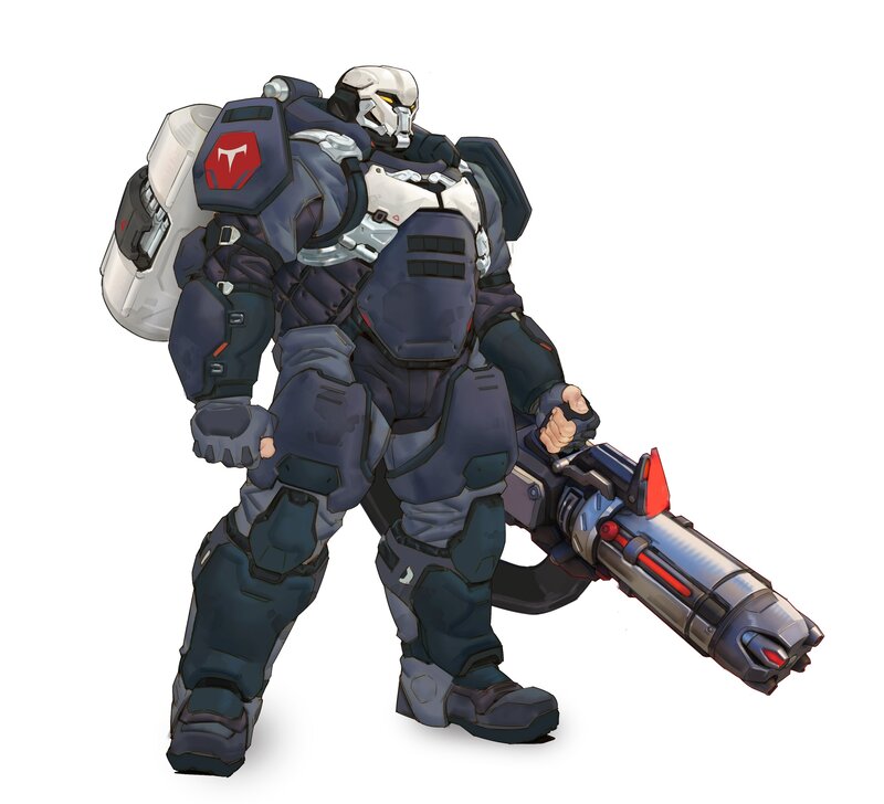 Armored Soldier with Weapon — Blue, Serious