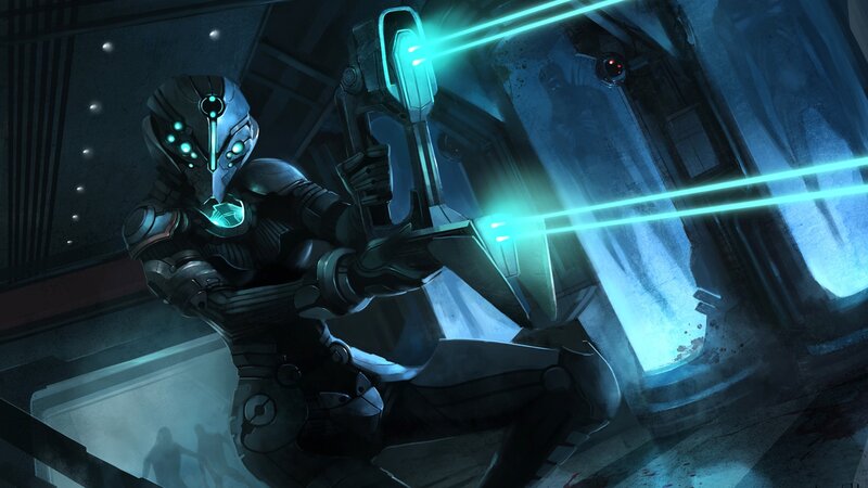Armored Soldier with Weapon — Blue