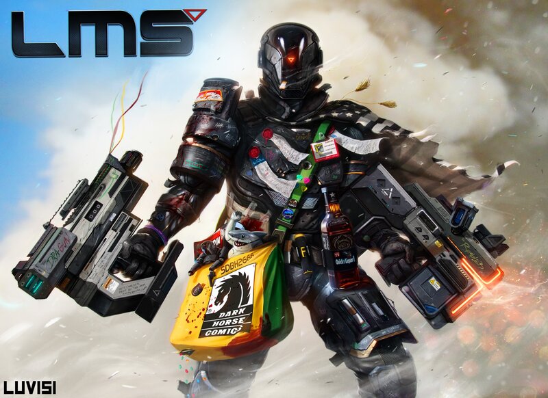 Armored Soldier with Weapons — Black