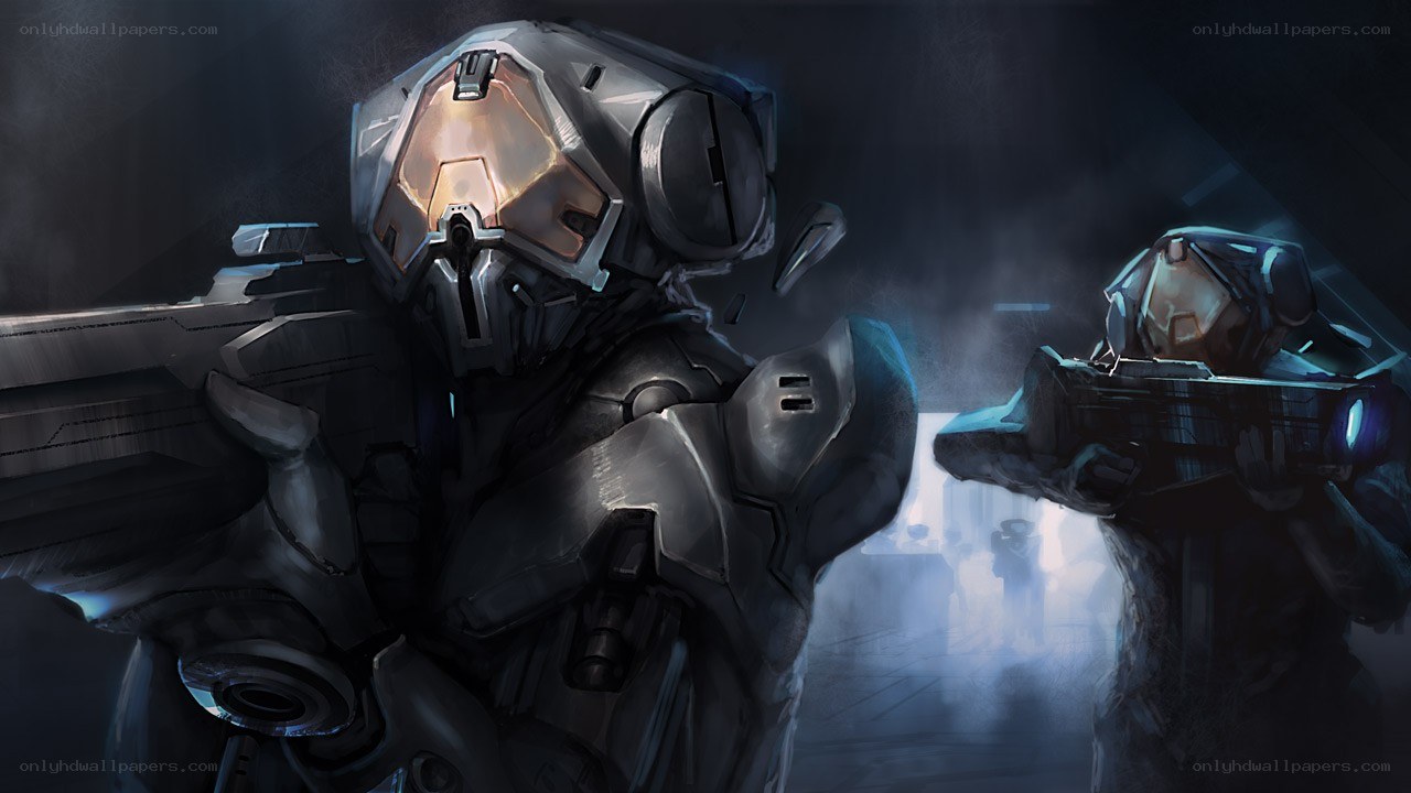 armored soldiers in combat