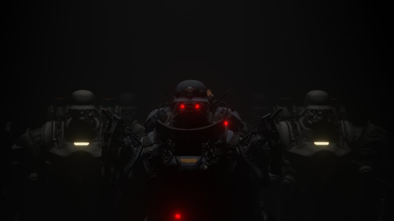 Armored Soldiers in Darkness