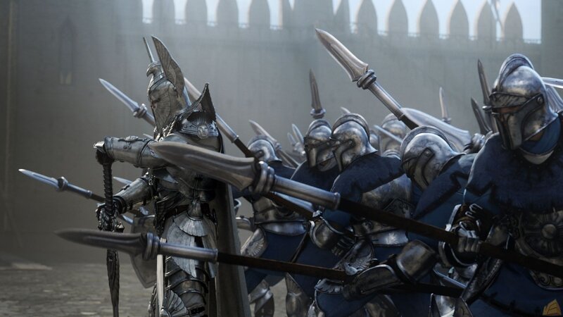 armored soldiers in formation